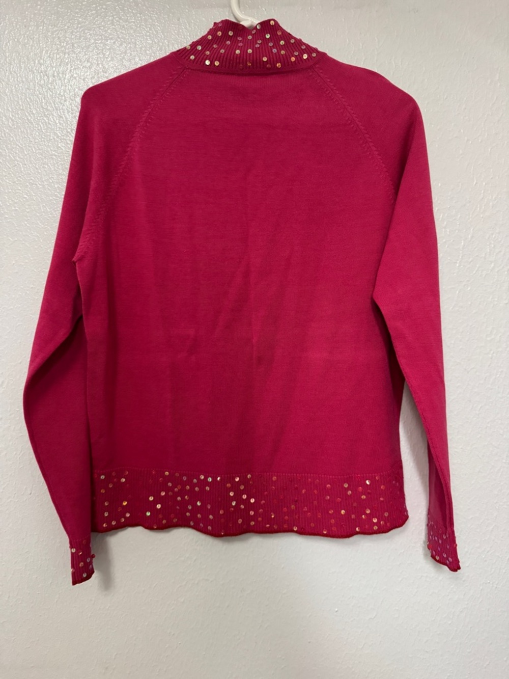 Trousers Etc. Embellished Fuchsia Long Sleeve Sweater
